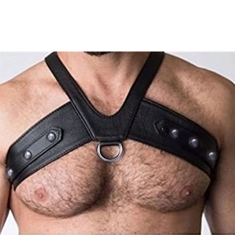 Men Erotic Leather Tops Adjustable Body Cage Chest Harness Fetish Gay Harness Belts Strap Punk Rave Costume for BDSM Bondage Sex