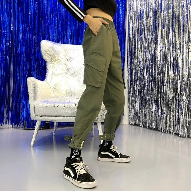 Женские леггинсы в стиле милитари однотонные Длинные повседневные