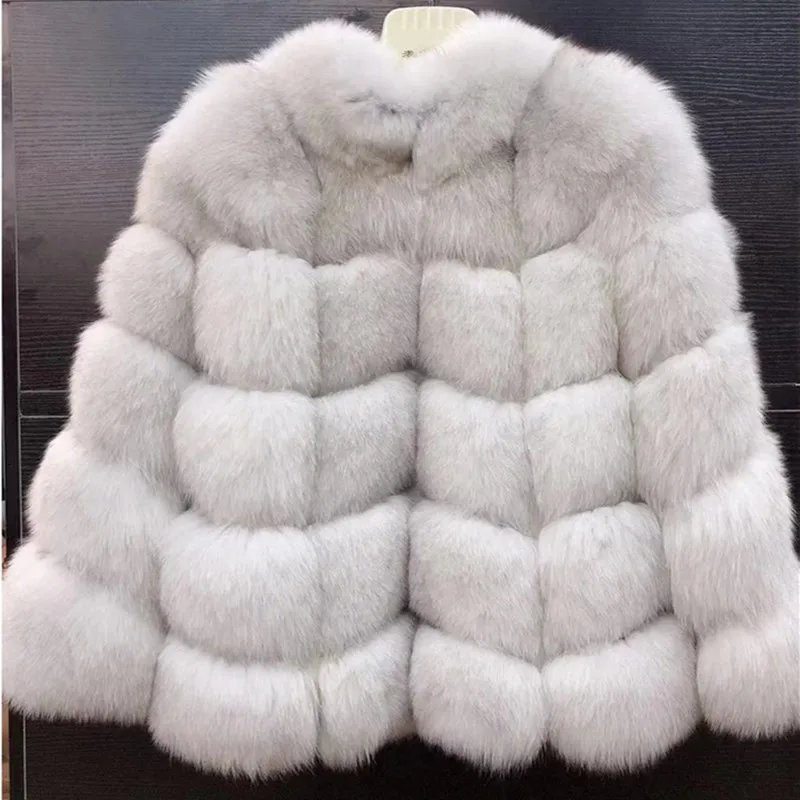 Light gray Шуба осенняя и зимняя новая женская шуба из искусственного меха воротник длинный секционный Тонкий Лисий мех шуба женская - Цвет: Light gray