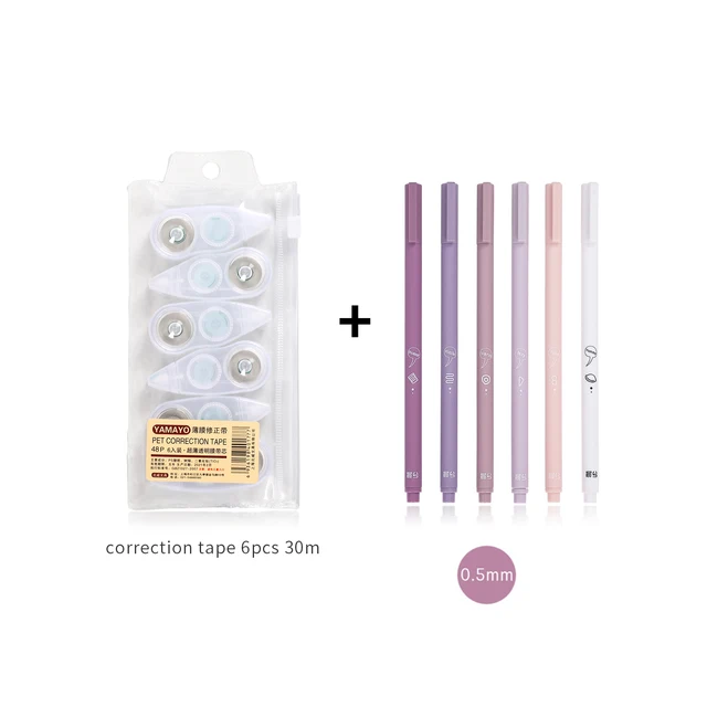 JIANWU 6pcs/set Creative cute morandi Simple small fresh gel pen kawaii Quick drying Cap neutral pen journal supplies Stationery 1901 transparent set