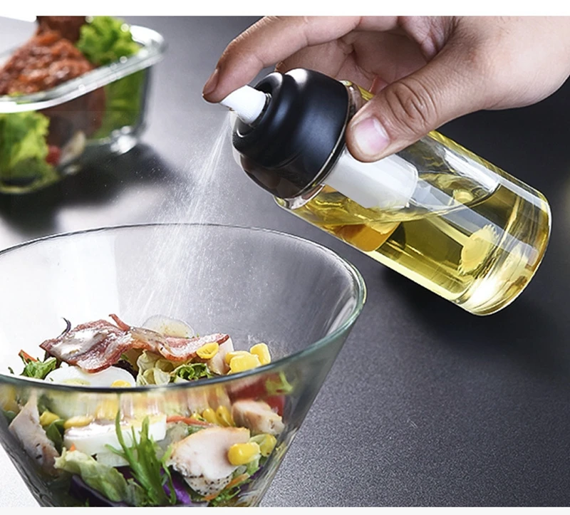 Kacuyelin 150 ミリリットルガラス食用油ボトルプッシュスタイルオイルサラダバーベキュークッキングステンレス用キッチンツール