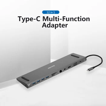 

Docooler Multi-Function 12IN1 Type-C HUB to USB3.0 Dongle Adapter Converter Plug & Play Laptop Dock Station Hub For Home Office