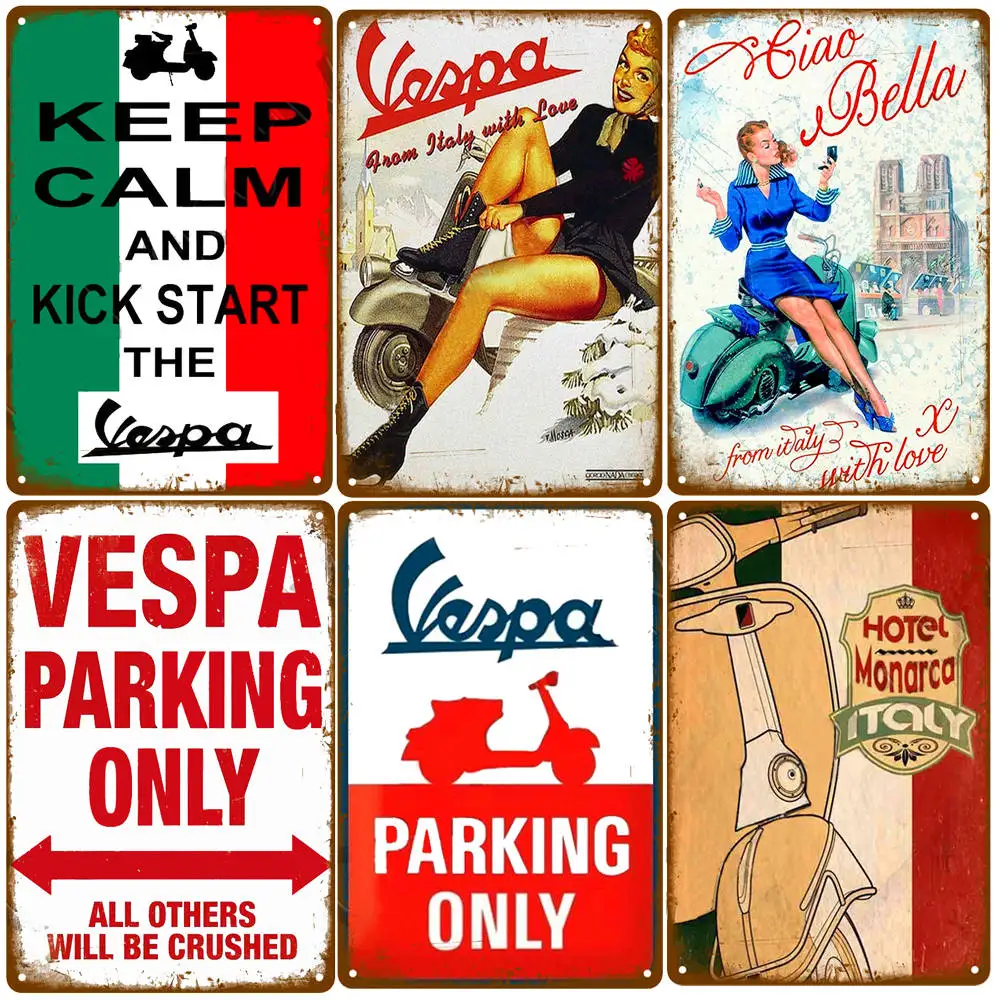 Vespa Parking solo targa in metallo Vintage Home Cafe Garage moto