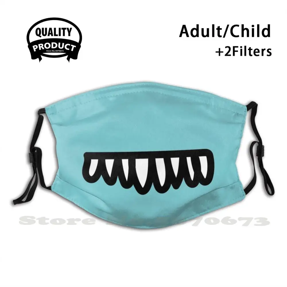 

Monster Mouth - Toothy Funny Cool Cloth Mask Little Lips Outine Bite Mouth Face Pout Black Line Art R Teeth Pointy Monster