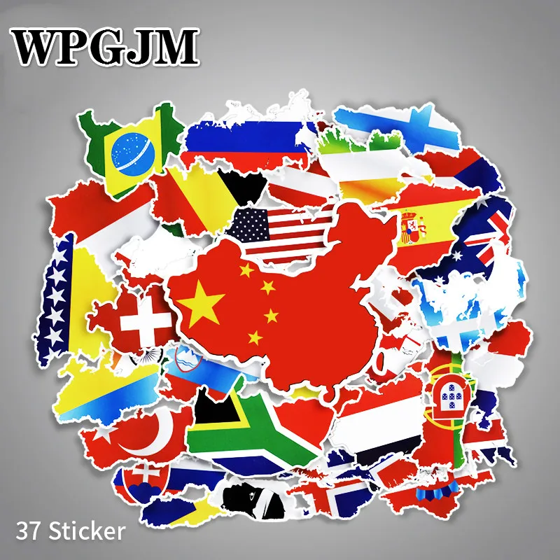 50 Pcs National Flags Stickers Toys for Children Countries Map Travel Sticker to DIY Scrapbooking Suitcase Laptop Car Motorcycle