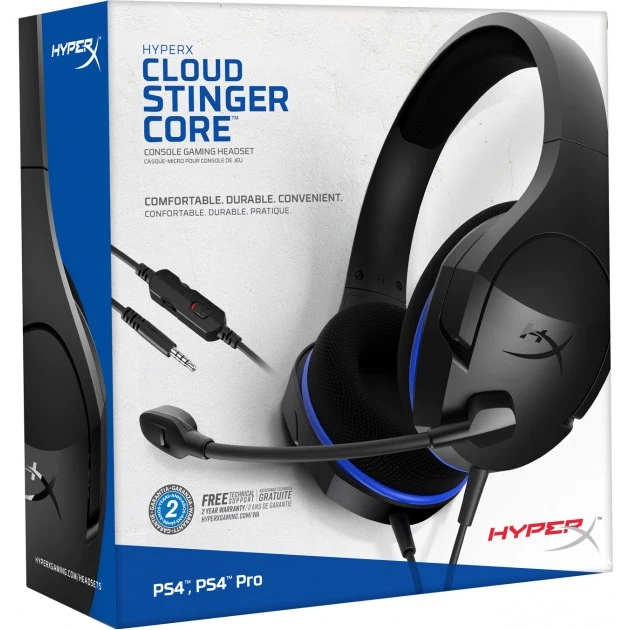 Гарнитура HyperX Cloud Stinger Core проводная, стерео, 20–20000 Гц, 16 Ом, 99 дБ, цвет: черный/синий