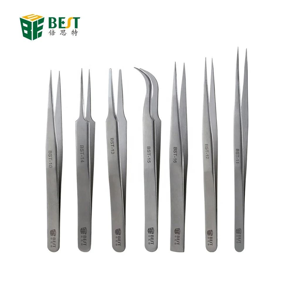 

7pcs BEST-Matt Stainless Steel Durable Eyelash Extension Volume Lash Tweezers Set for IPhone/Smartphone/Computer Repair Tools