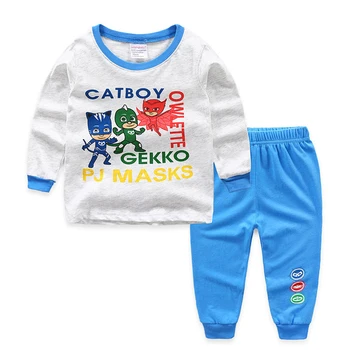 

90-140CM PJ Masks Children's Pajamas Cotton Long-sleeved Trousers Children's Household Suit Cartoon Air-conditioning Suit