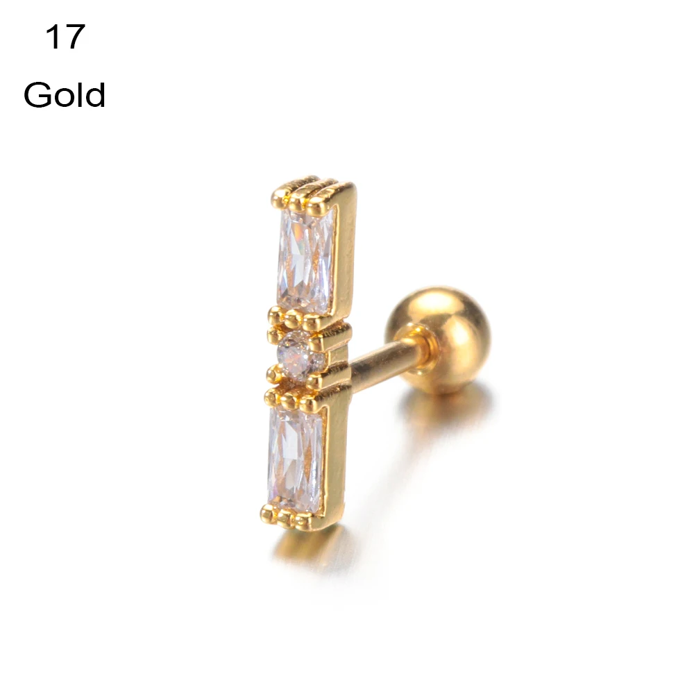 gold-17 1 предмет, лидер продаж, сережки-гвоздики модные золотые Цвет CZ серьги-гвоздики пирсинг «Луна», «Звезды» серьги, Надеваемые На ушной хрящ козелка пирсинг для ушной раковины ювелирные изделия - Окраска металла: gold-17