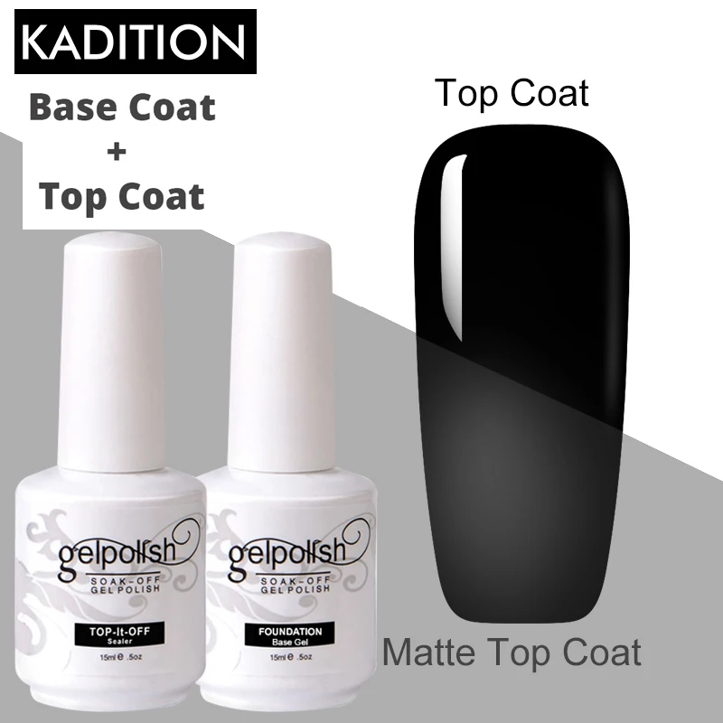 Верхнее покрытие + Basecoat Гель-лак для ногтей 15 мл основа и не протирание верхнее