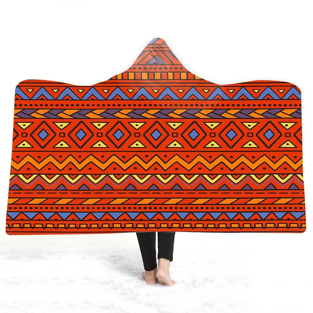 

Bohemian Hooded Blanket For Home 3D Printed Plush Soft Fleece Hoodie Blanket Wearable Microfiber Throw Blanket For Adults Childs