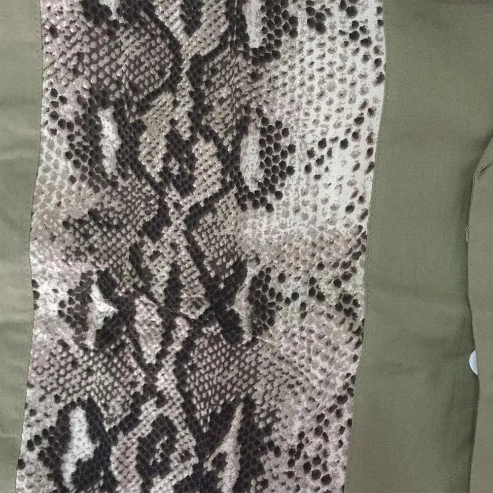 Принт змеиной кожи блузка армейский зеленый Винтаж короткий рукав Chemise Homme Мужская Кнопка Вниз Повседневная стильная рубашка