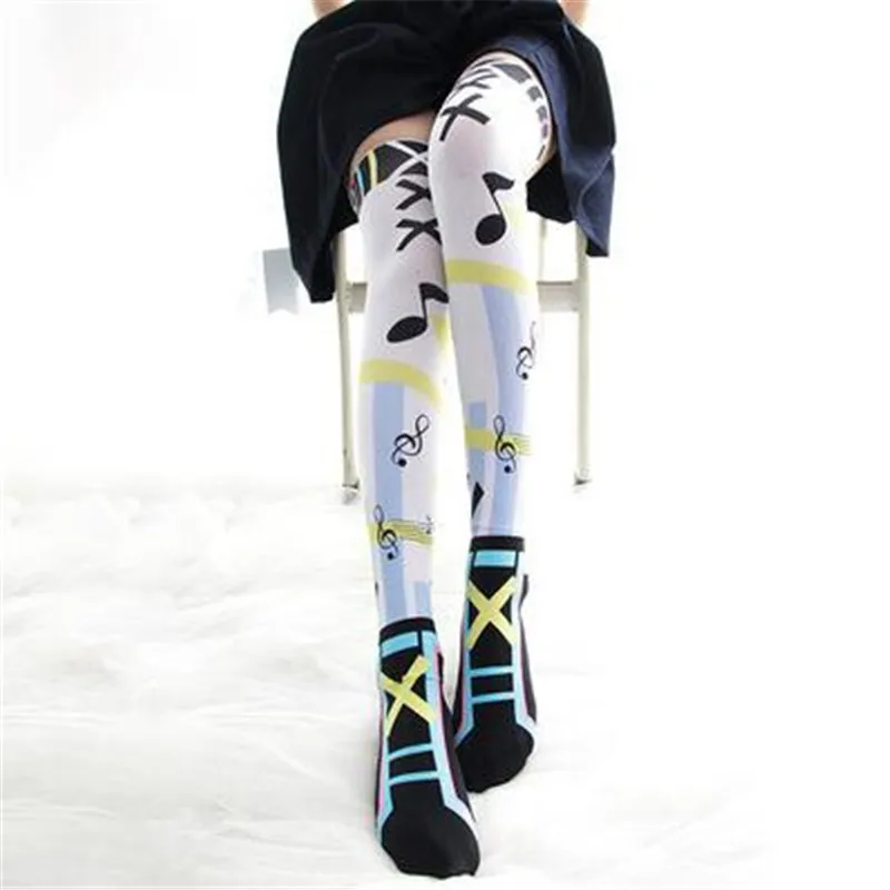 Новинка; Лидер продаж; модные новые милые высокие носки для девочек; оригинальные чулки для студентов с цифровым принтом; зимние носки для косплея - Цвет: Style 2
