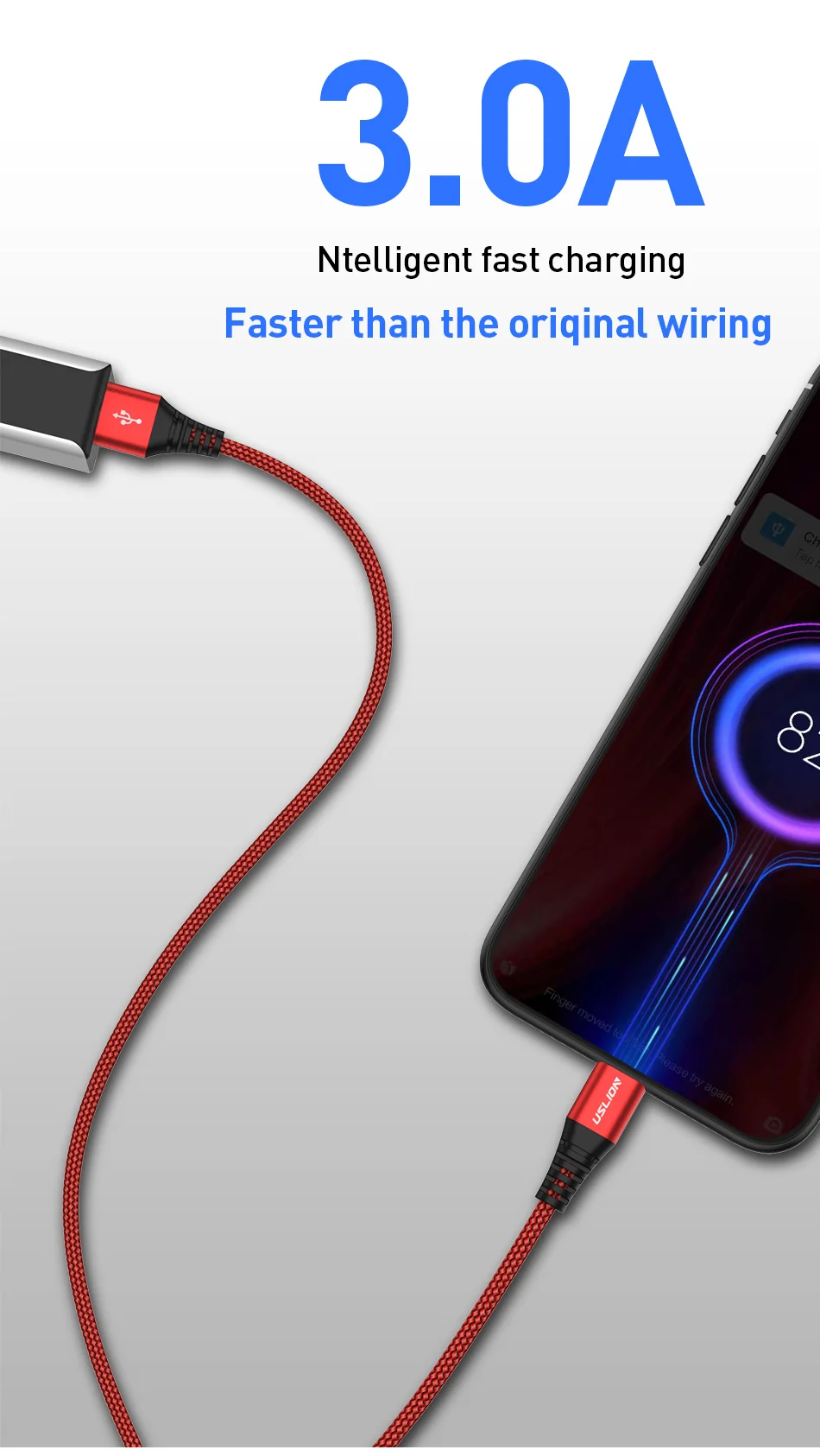 USLION 3A Micro USB быстрый заряд кабеля USB кабель для передачи данных провод для Samsung Xiaomi Redmi Note 4 5 Android кабель Microusb Быстрая зарядка