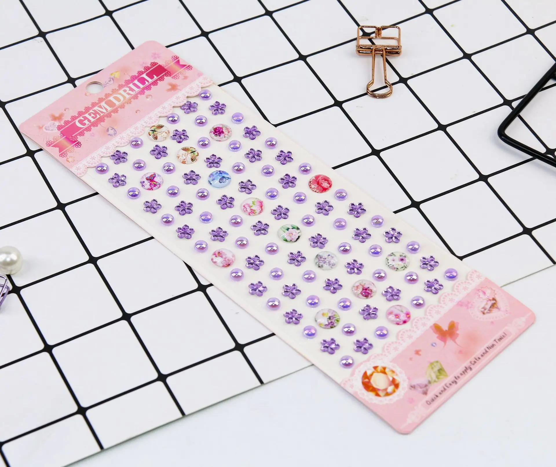 3 листа смешивания самоклеющиеся diy Наклейка на телефон pc Искусство bling Кристалл акриловые наклейки из страз цветок Форма Дети стикер игрушка