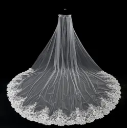 2020  Ivory White 3 Meters Wedding Veils Flat Embroidery  Bridal Veil  Wedding Accessories Bride  Wedding Veil in Stock