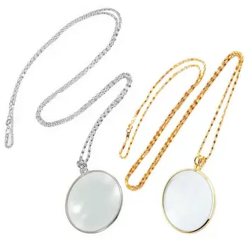

Decorative Pendant Magnifying Glass 5X Monocle Necklace Magnifier Silver Gold Jewelry Lens for Reading Coin Checking