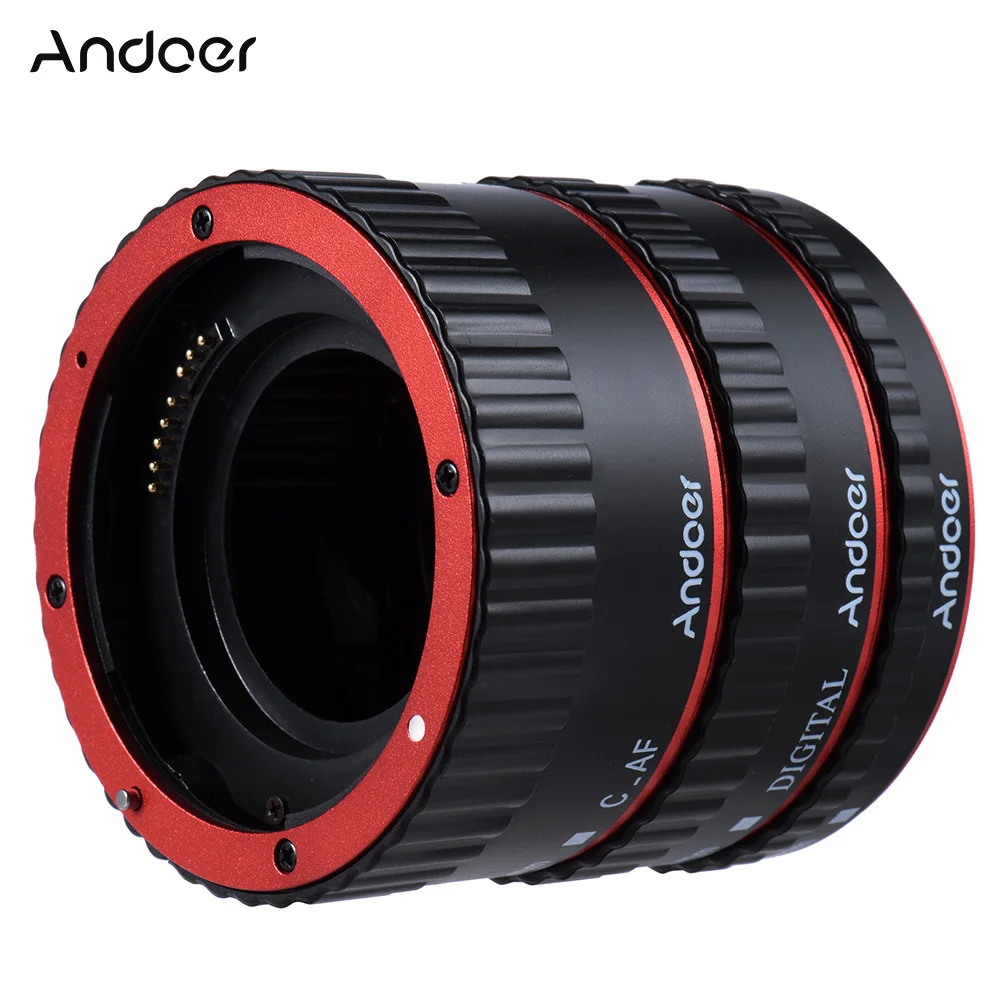 Anillo de Tubo de extensión Macro AF de enfoque automático TTL metálico colorido Andoer para Canon EOS EF EF S 60D 7D 5D II 550D rojo|tube ring|af macromacro extension tube - AliExpress