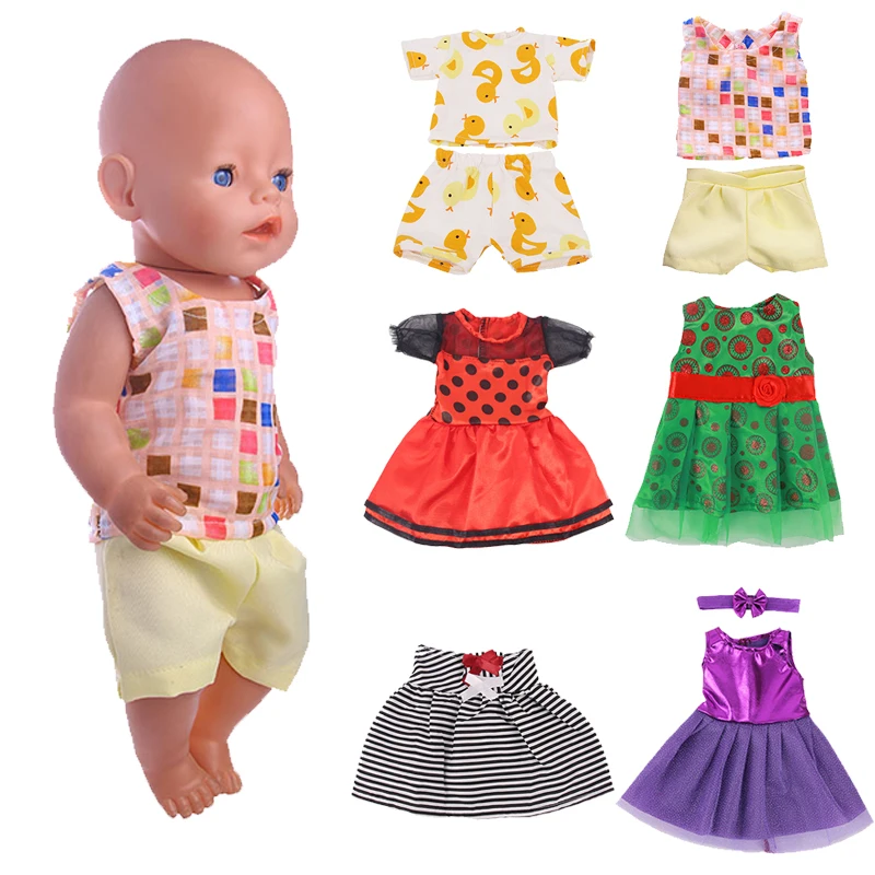 

Doll Nice Pattern Plaid Skirt Dress Pants Accessories Fit 18 Inch 40-43cm Born Baby Doll Clothe For Baby Birthday Festival Gift