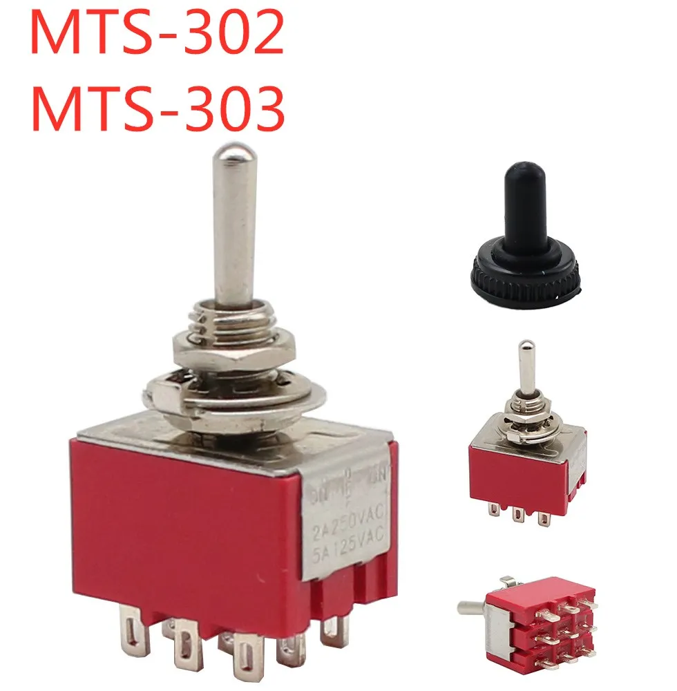 MTS-302 303 Вкл/ВКЛ-ВЫКЛ 3-х позиционный 9-контактный мини-переключатель 6 А В