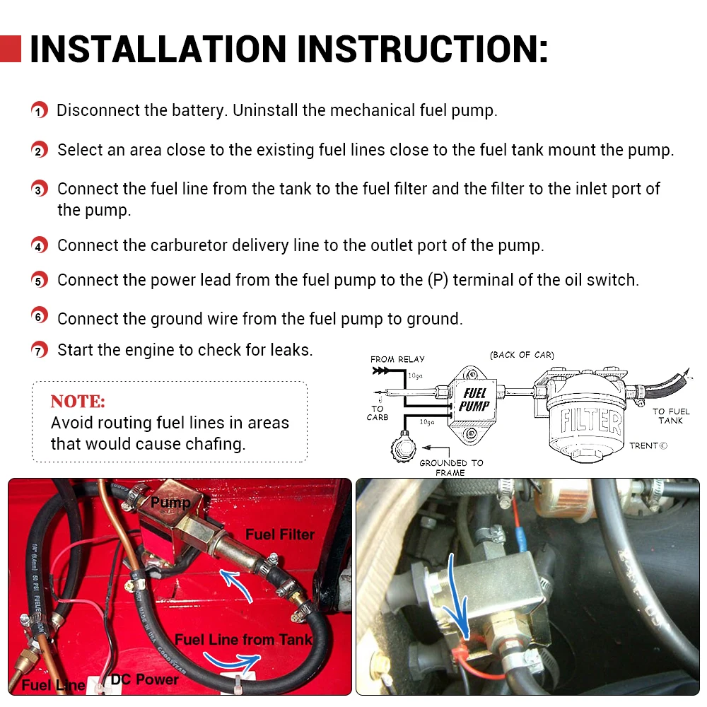 Universal 12V Electronic Inline Fuel Pump 4-7PSI High Pressure 90LPH Gas Petrol Diesel Compatible 40104 40106 40107 P502 fuel pump