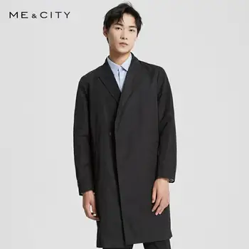 

Me&City Men's Casual Long Trench for Men Solid Color Fashion Trench Men Overcoat Simple Business Casual Jackets Men's Tops