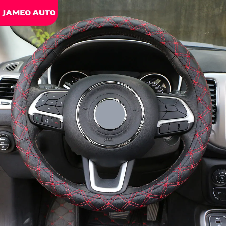 Jameo Auto Faux Leather Car Steering Wheel Cover Case Padding M Size Fits 38cm/15&quot for Chevrolet Cruze Trax Malibu Aveo Equinox |