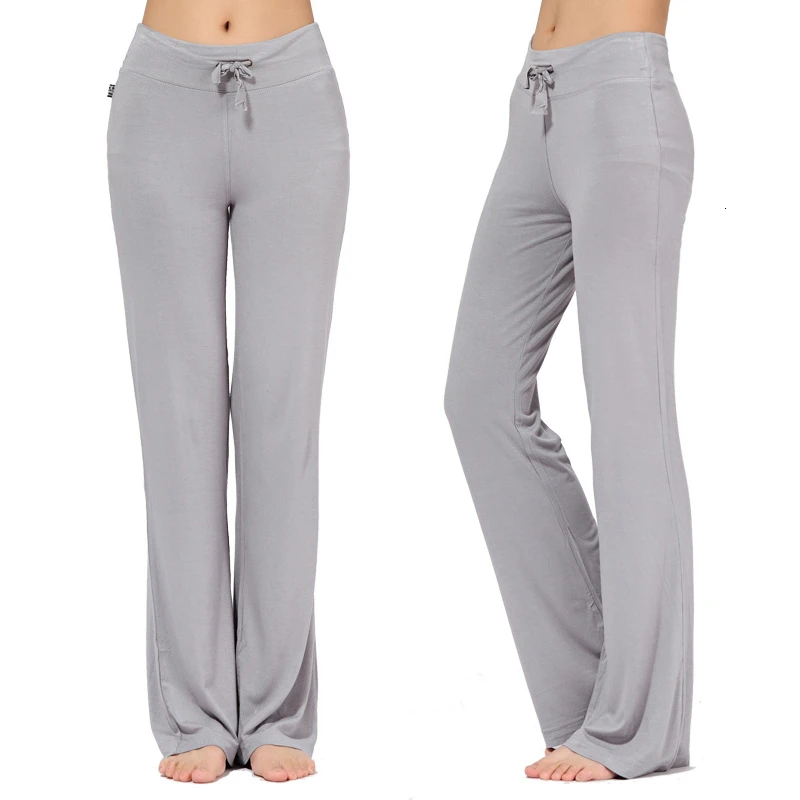 Sport Wide Leg Pants Modal High Waist Stretch Women Flare Pants Dance Club Loose Long Trousers S-4XL (2)