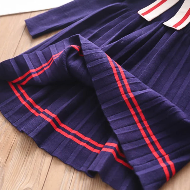 Welaken Sailor Collar Rabbit Cartoon Girls Winter Outfit Long Sleeve Baby Girl Dress Baby Girl Clothes Kids Dresses For Girls