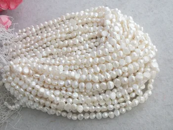

Wholesale 30Strands/lot 7-8mm White Pearl Natural Freshwater Pearl Barque pearl 15''