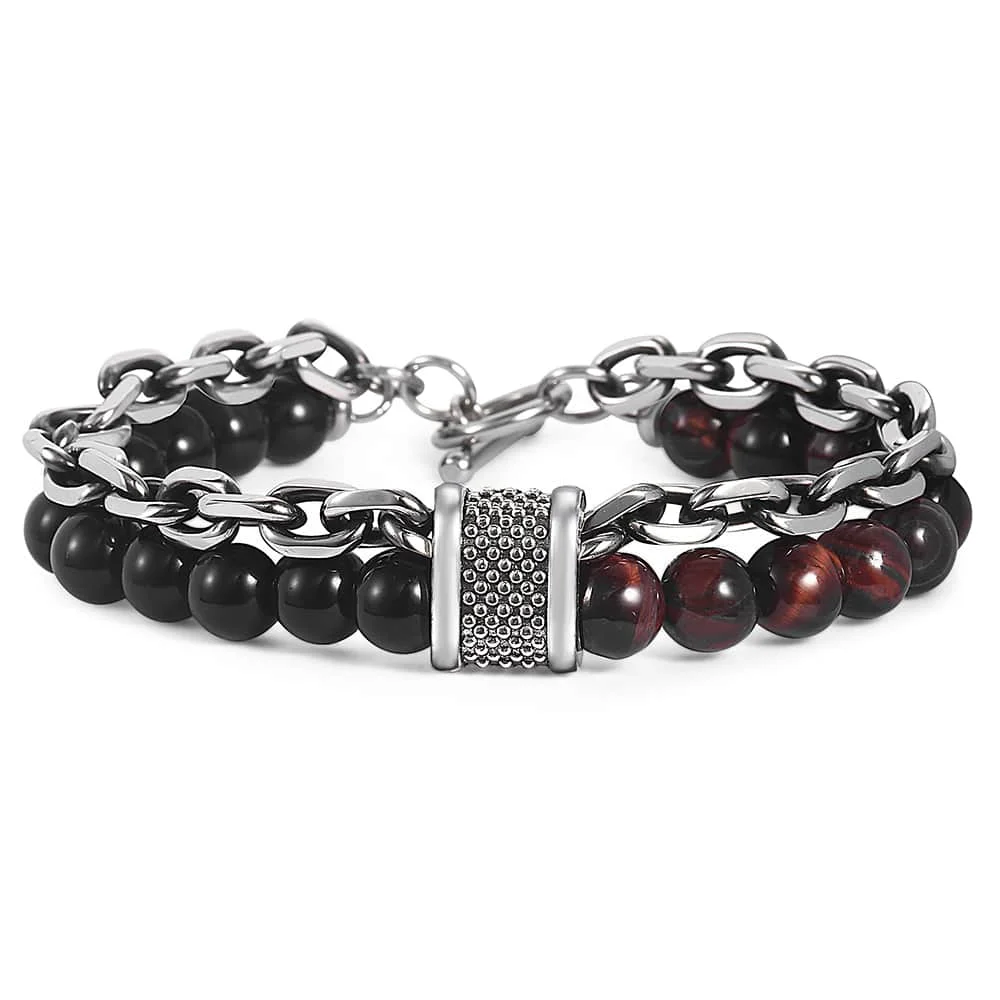 Davieslee мужской браслет с черными бусинами Gunmetal Cut цепочка из звеньев браслеты из нержавеющей стали мужские ювелирные изделия оптом DDB33