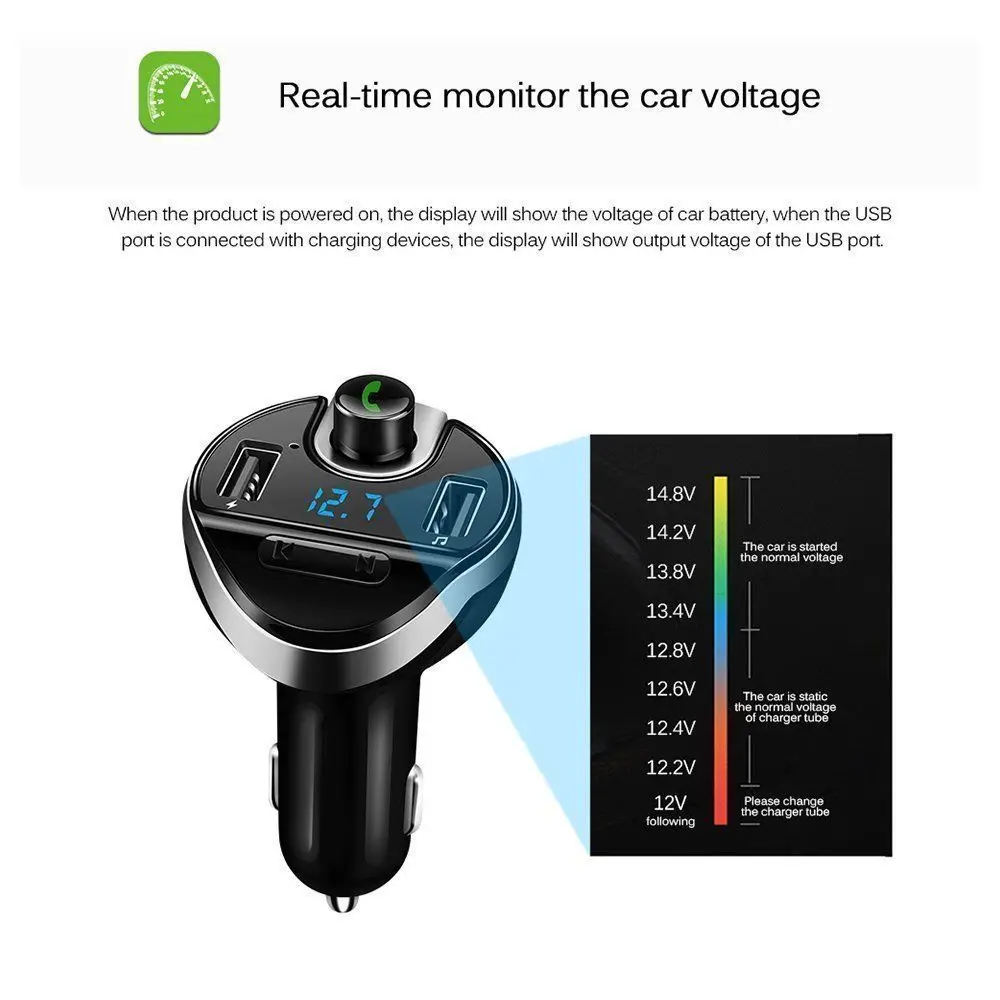 Bluetooth fm-передатчик для автомобиля Hands free In-Car fm-радио адаптер автомобильный комплект с USB зарядным устройством Определение напряжения для телефонов