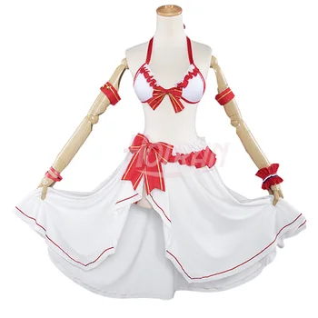 

Sword Art Online Cosplay Costume Yuuki Asuna Swimwear Swimsuit Bikini Cosplay Costume For Girls