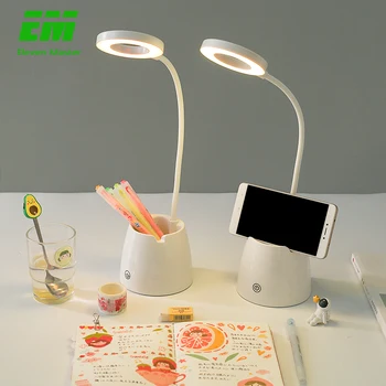 

Rechargeable Flexible USB Table Lamp Brightness Controllable Three-touch Dimming Storage Pen Phone Holder Touch Light ZZD0020