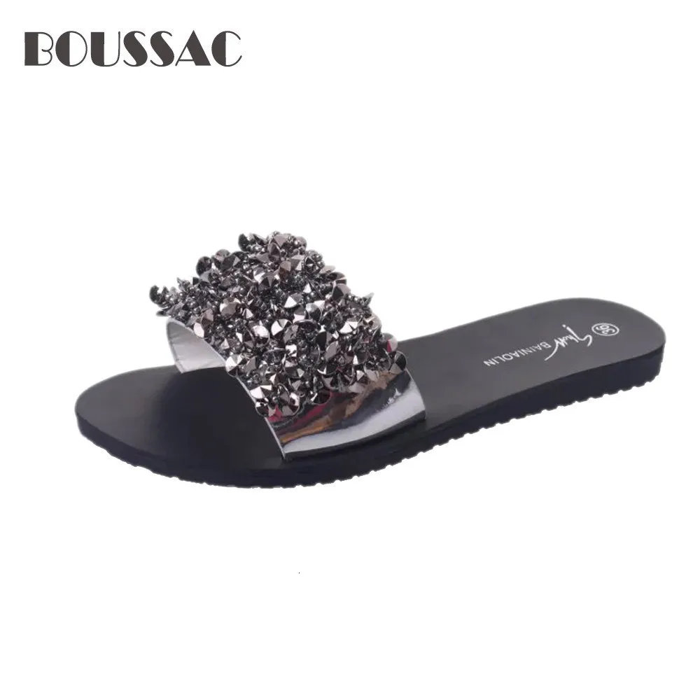 

BOUSSAC Style Women Sandals Flips Flops Shoes Woman Wedges Sandals Fashion Rivet Crystal Platform Female Slides Ladies Shoes