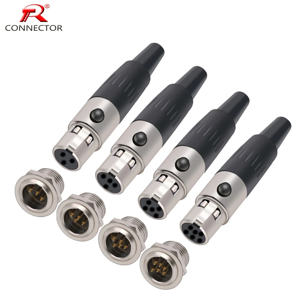 1set Mini XLR Connector, Mini Aviation MIC Microphone Connector, Zinc Alloy+copper pins with