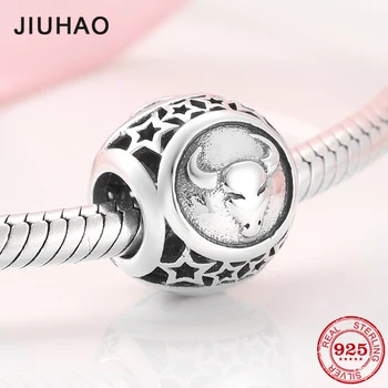 

925 Sterling Silver Astrology Lucky Taurus Constellation Zodiac fit Original Charms JIUHAO Bracelets Bangles Diy Jewelry Making