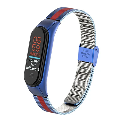 01 Ремешок для mi Band 4 3 металлический ремешок из нержавеющей стали для mi Band 4 3 ремешок для Xiao mi band 4 браслеты Pulseira 2 пленка - Цвет: 01