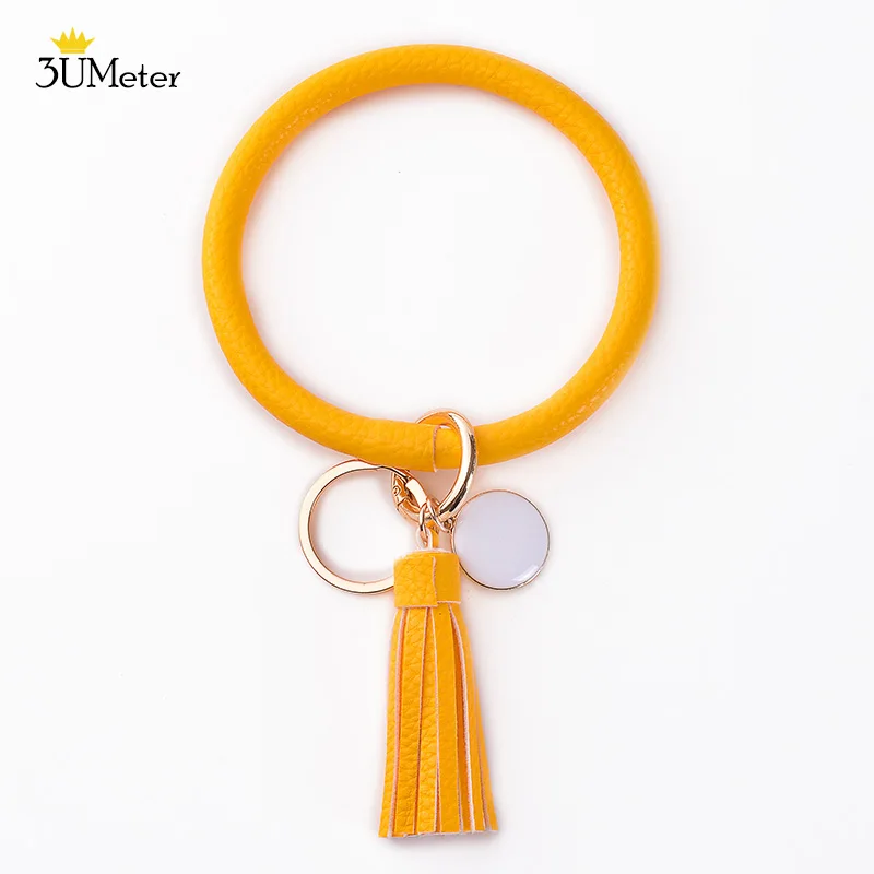 Key Chain Bracelet Новинка, браслет из искусственной кожи, кольцо для ключей, брелок с кисточкой, Круглый браслет, брелок для ключей, брелок для женщин, девушек, ювелирное изделие - Цвет: Key Chain Bracelet