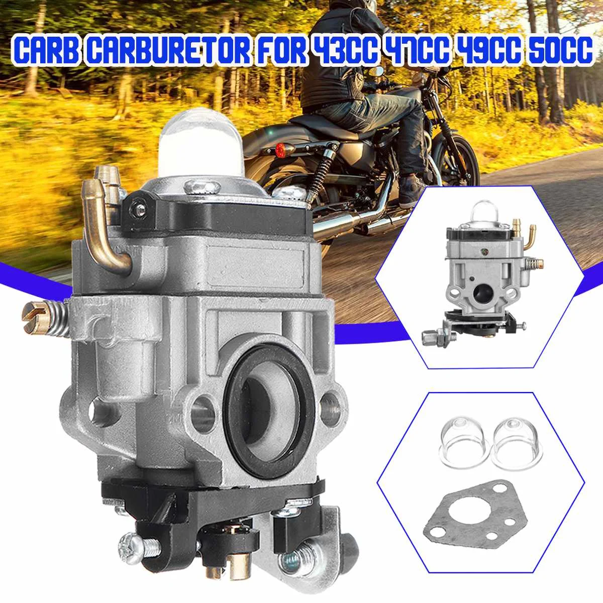Мотоцикл 11 мм 2-х тактный Carbr 43cc 47cc 49cc 50cc карбюратор для ATV-квадрациклов мини Байк скутер