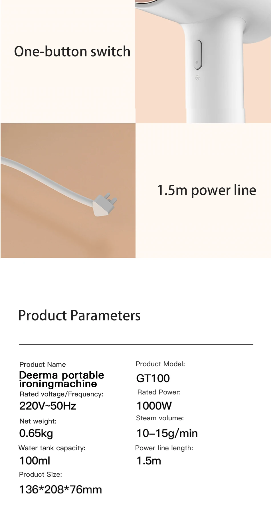 XIAOMI Deerma DEM-GT100 отпариватель Утюг Мини генератор путешествия familyElectric очиститель одежды подвесной глажка портативная стерилизация