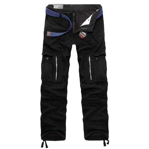 Мужские брюки-карго в модном стиле, уличные мужские брюки - Цвет: Черный