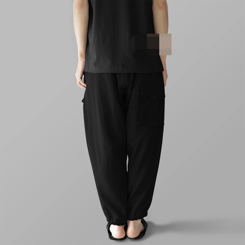 Men's Pants Casual Pants Radish Pants Spring And Autumn New Black Elastic Waist Loose Pocket Design Tapered Pants