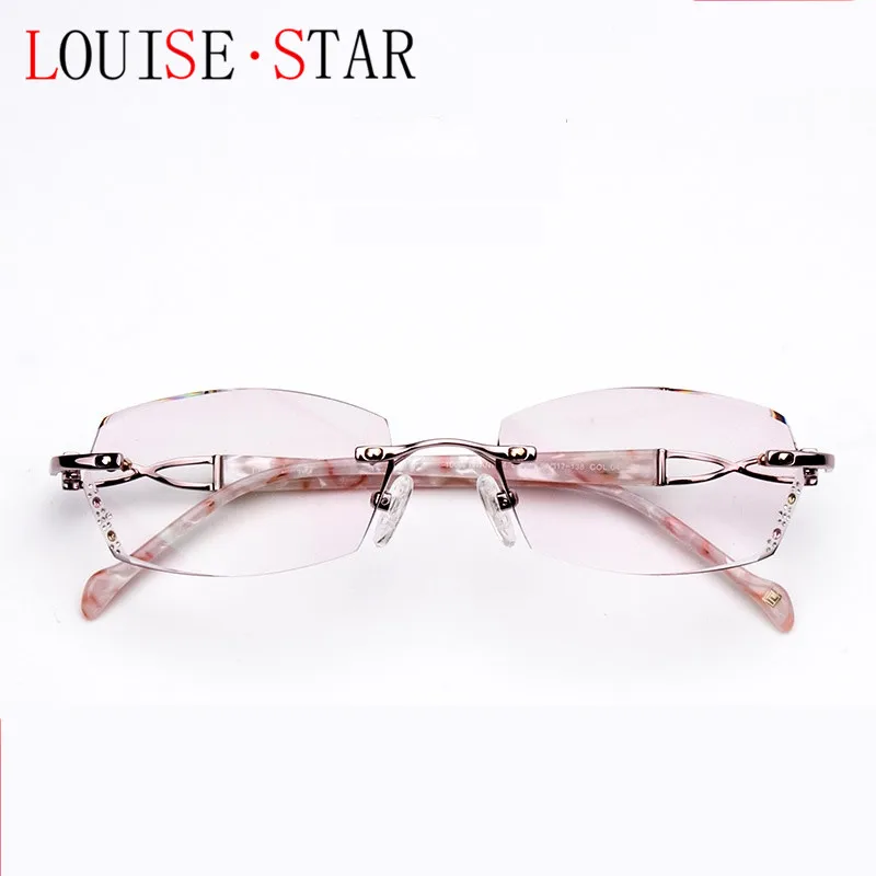 

LOUISE STAR Prescription Frame Trend Women's Titanium Frameless Flat Lens Fashion Anti-Blue Light Myopia Filter Anti-Radiation
