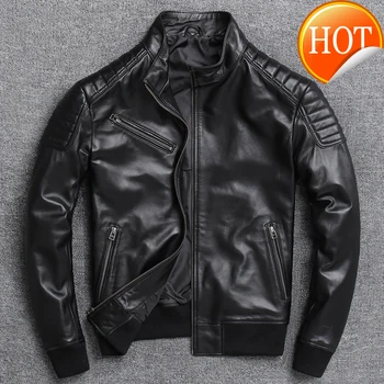 

Sheepskin Factory Cheap Biker Casual Jacket men M-XXXXL Free Shipping