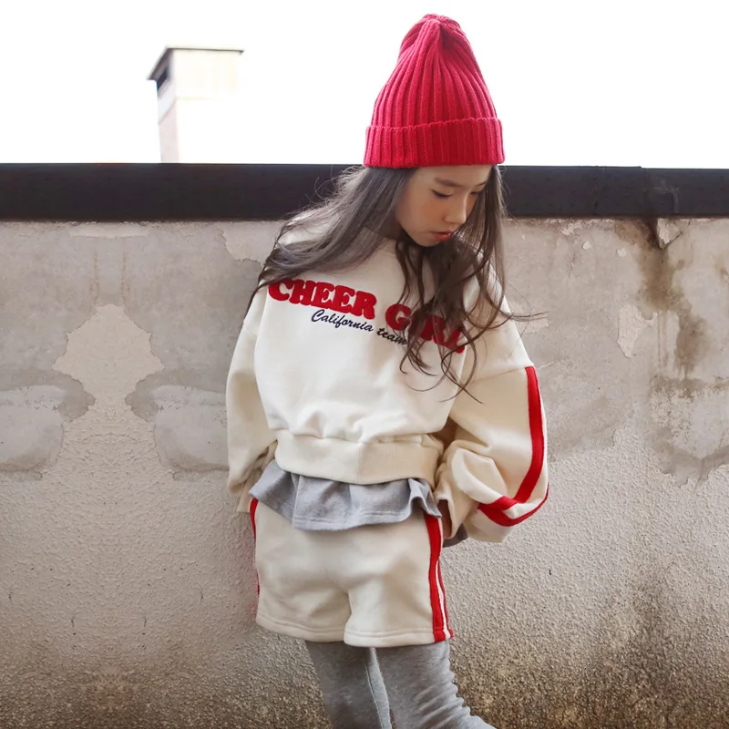

2019 Winter Plus Velvet Thicken Girls Two-Piece Set Baby Girls Sweatshit and Pants Set Casual Kids Clothing Set for Girls