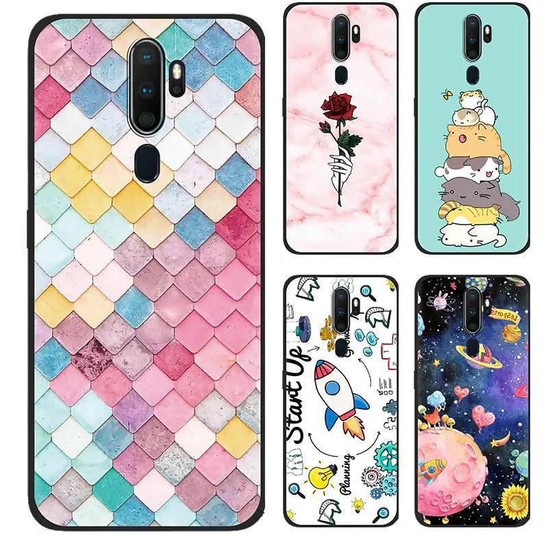 Para Funda OPPO A5 2020 flores pintada trasera protectora para telefono Coque A9 |