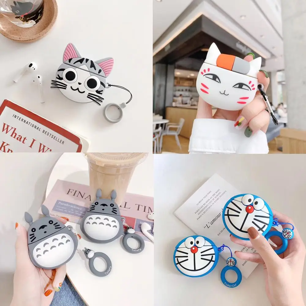 Cartoon Silicone Case for Airpods 1 2 Earphone Earbuds With Charging Box Anime Cat Cover with Ring | Мобильные телефоны и