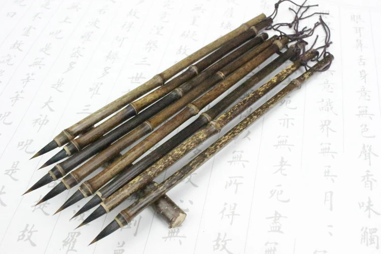 2pcs Chinese Calligraphy Brush Purple Rabbit Hair Tinta China Writing Brush Calligraphy Handwriting Chinese Traditional Brush