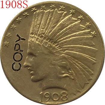 

24- K gold plated 1908-S Indian head $10 gold coin COPY